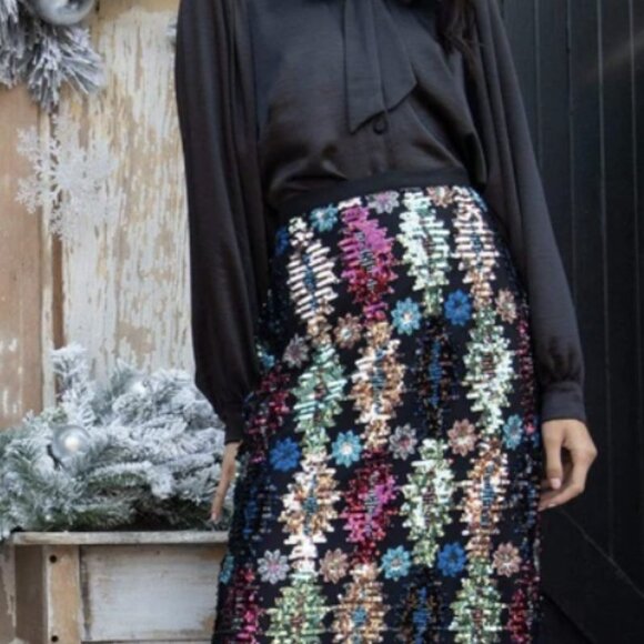 NWT Eva Franco Sequin Midi Skirt - Picture 8 of 9